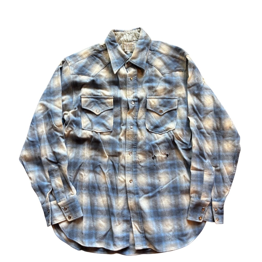 Pendleton High Grade Western Wear 100% Wool Plaid Button Down Shirt Size L